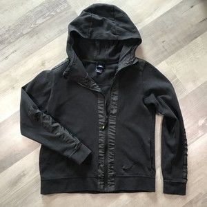 Women's Nike Full Zip Hoodie Jacket Coat Pockets Black sz Medium